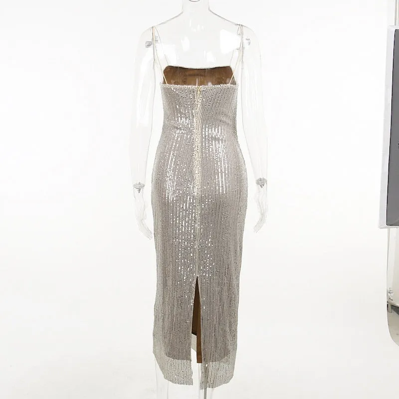 Sequin Mesh Stylish Long Dress