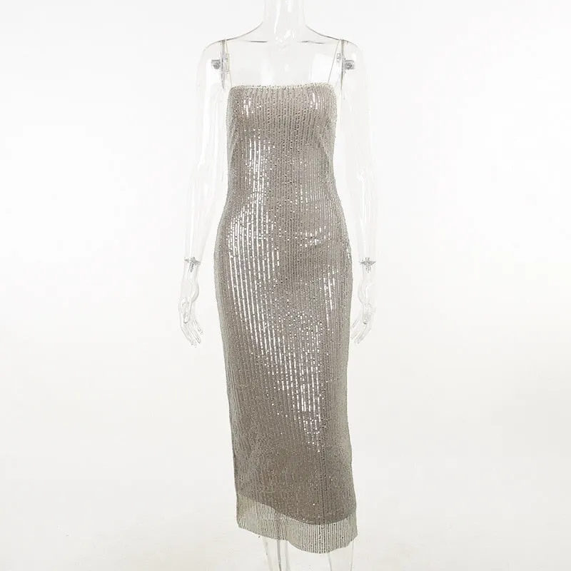 Sequin Mesh Stylish Long Dress