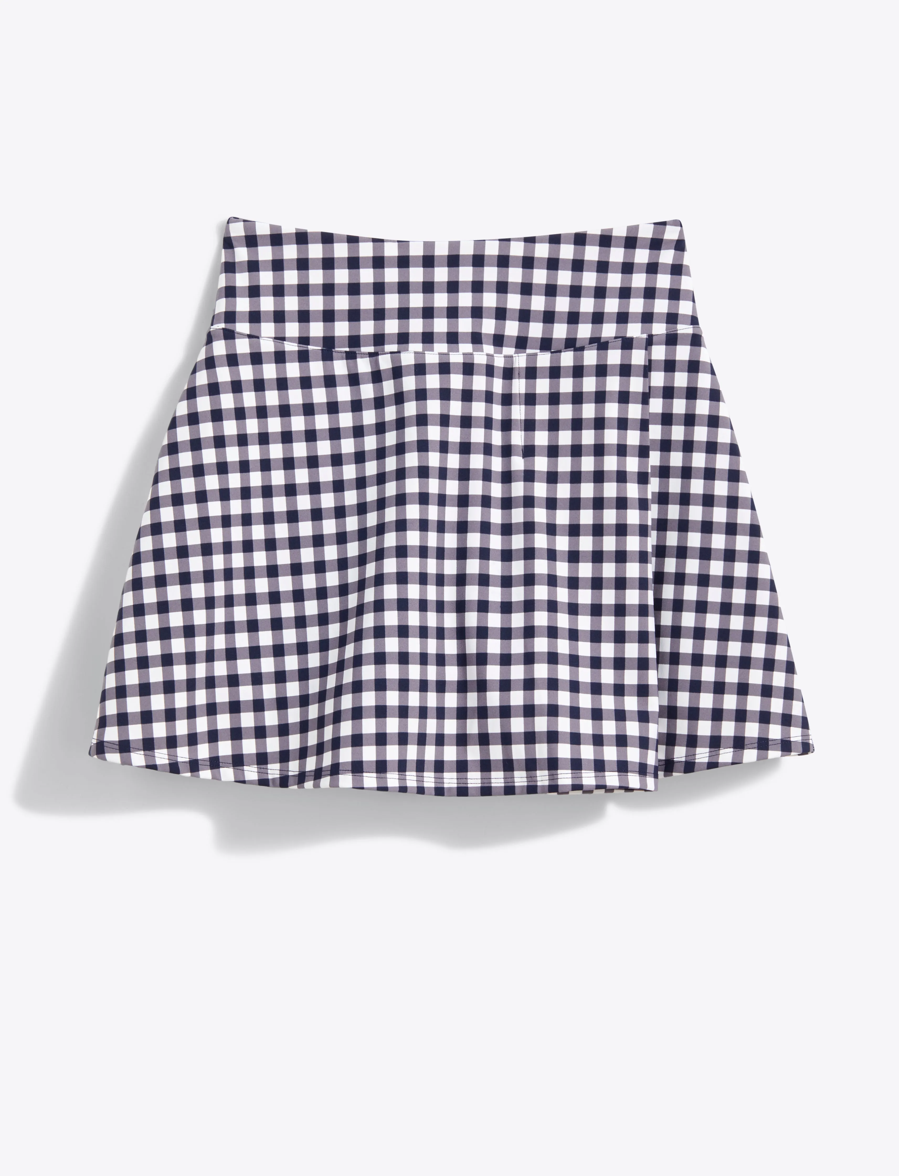 Side Slit Skort in Navy Gingham