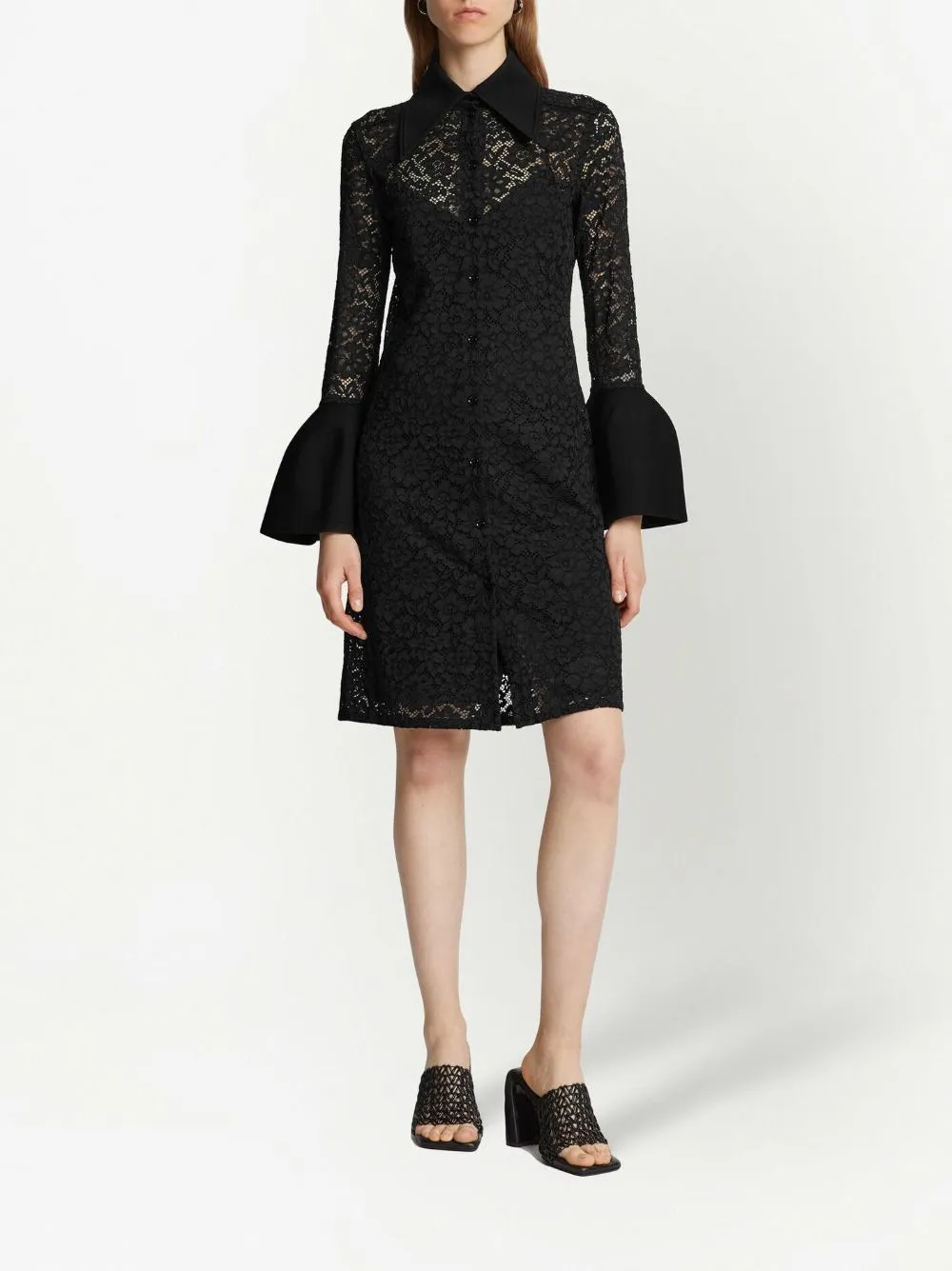 STRETCH LACE SHIRT DRESS