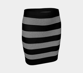 Striped Houndstooth Fitted Skirt