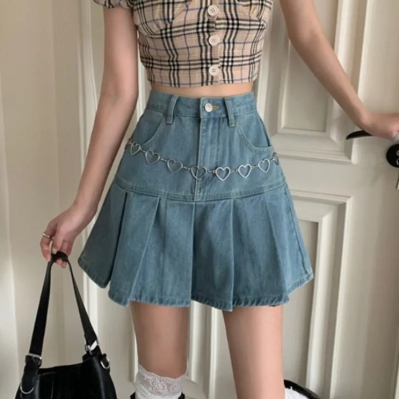 Stylish and Versatile: Women's Denim Blue High-Waist Mini Skirt