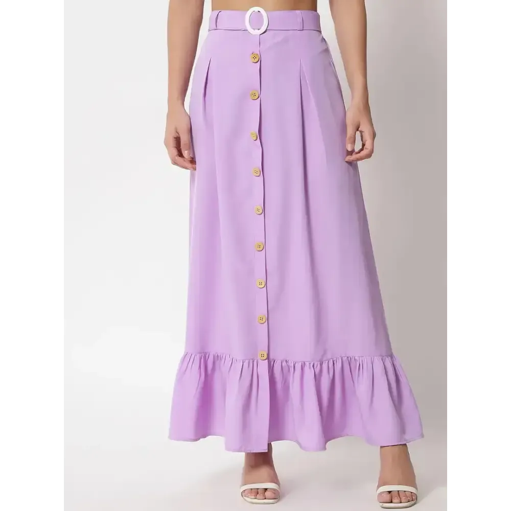 Stylish Crepe Purple Full Length Solid A-line Skirt For Women