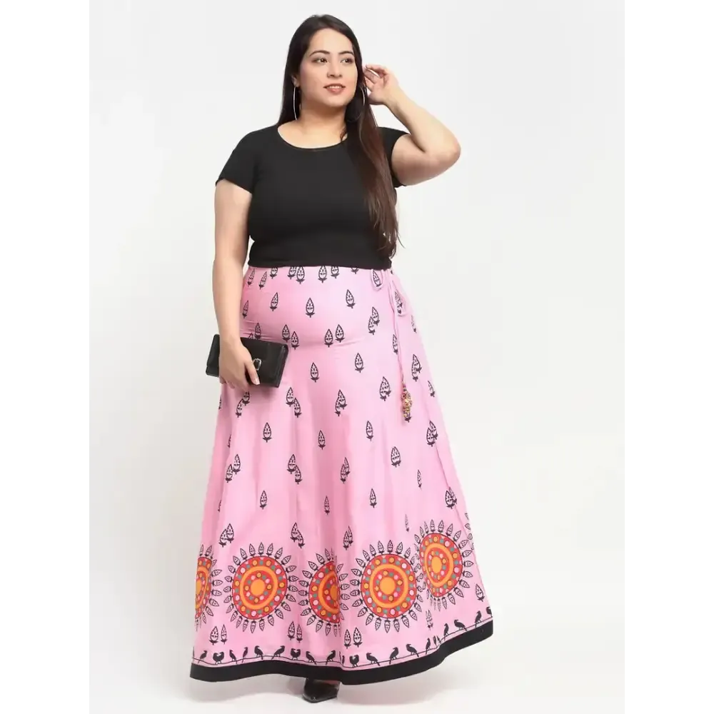 Stylish Pink Rayon Printed Skirts For Women