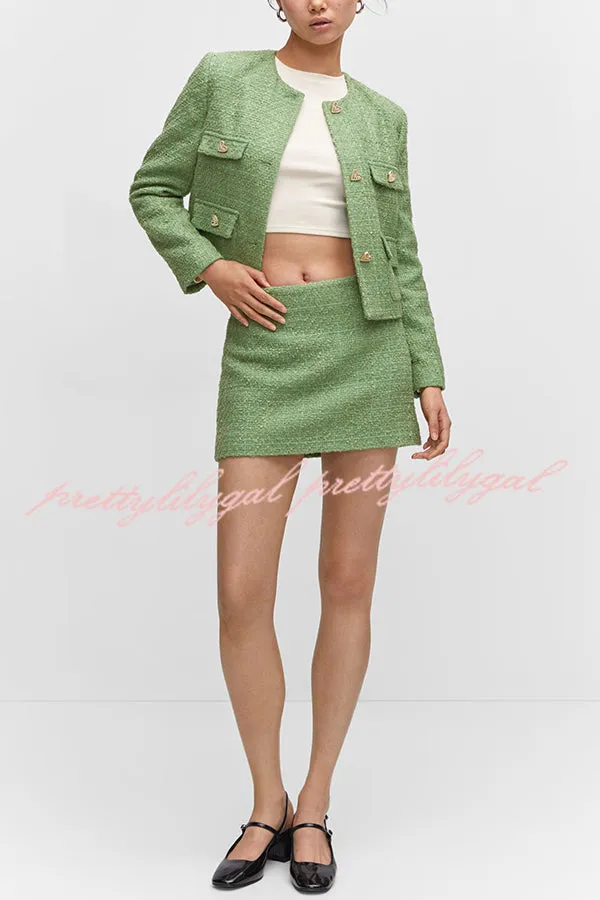 Stylish Tweed Spinning Zipper Mini Skirt