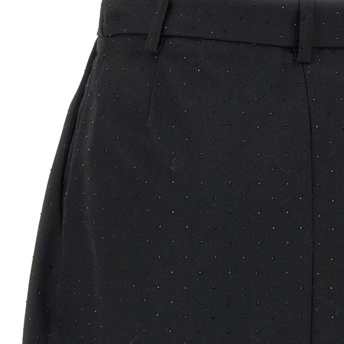 Viscose Blend Black Skirt with Beads