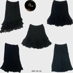 Y2K Sleek Black Poly Skirt - Classic and Cool (GRV-10-032)